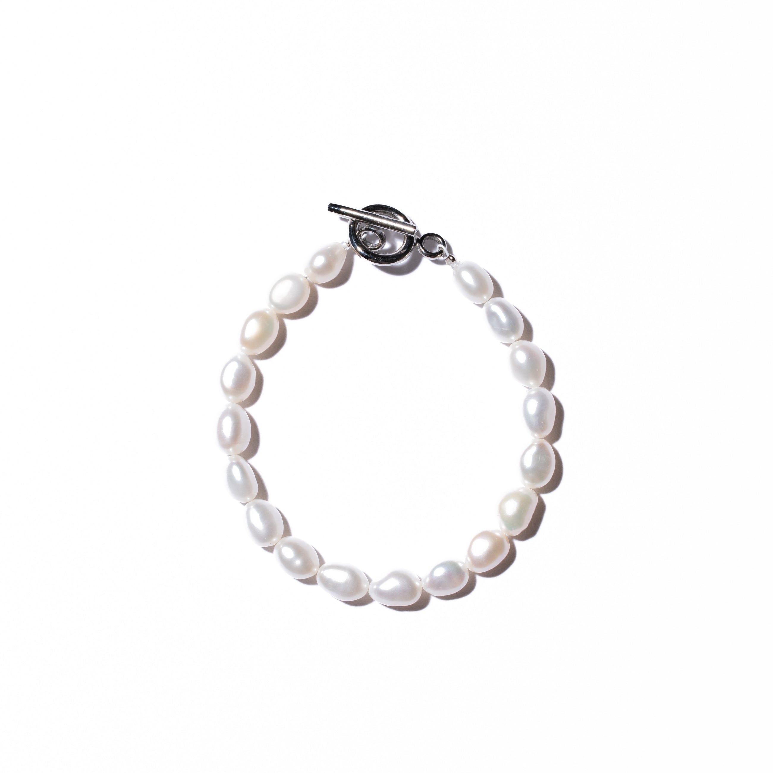 Rice 8.0mm パールブレスレット-MUSUBI(結)|職人仕上げ・ステンレスマンテル