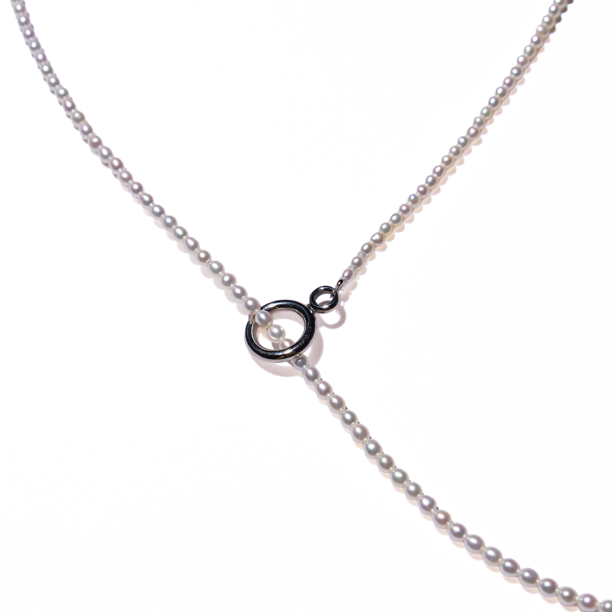 <NEW>Baby Round【極小】淡水3.0mm 3WAY ロングパールネックレス-MUSUBI(結)|職人仕上げ・マンテル仕様・日本製
