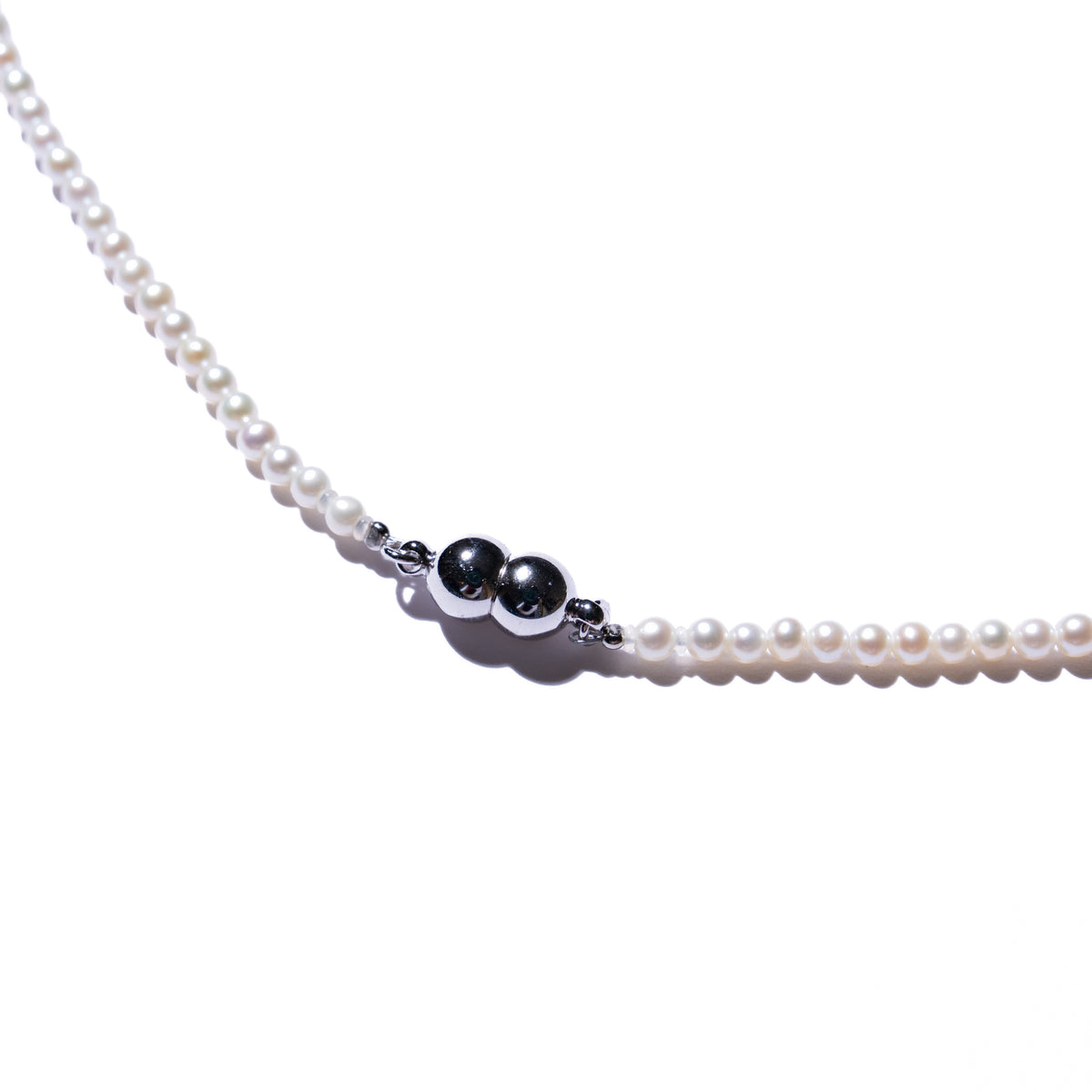 <unisex>Semi Round 淡水真珠3.0mm パールネックレス 45cm -MUSUBI(結)|メンズ・レディース兼用・マグネット式・日本製