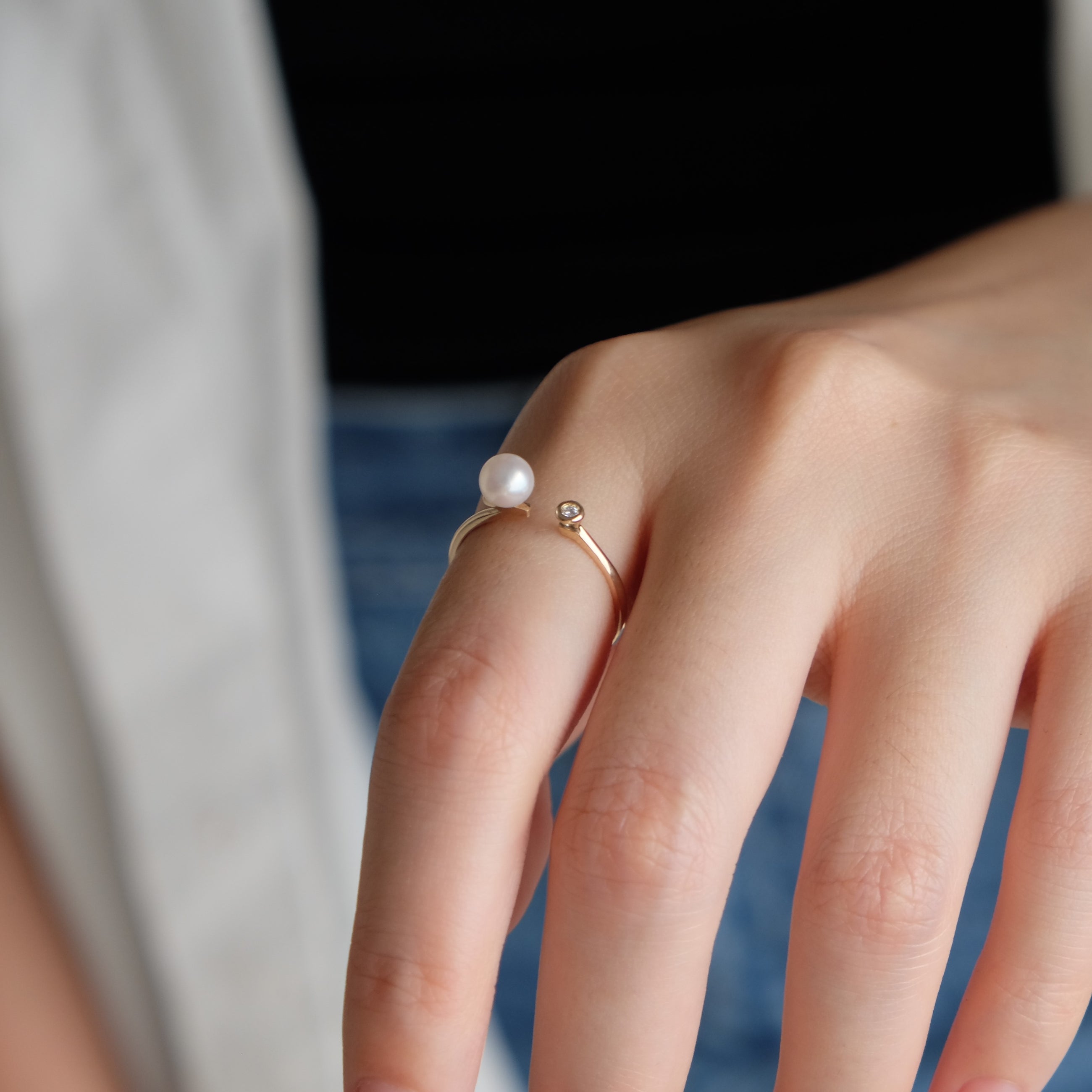 <Emi> あこやパールフォークリング JOUGEN【K10】M/L