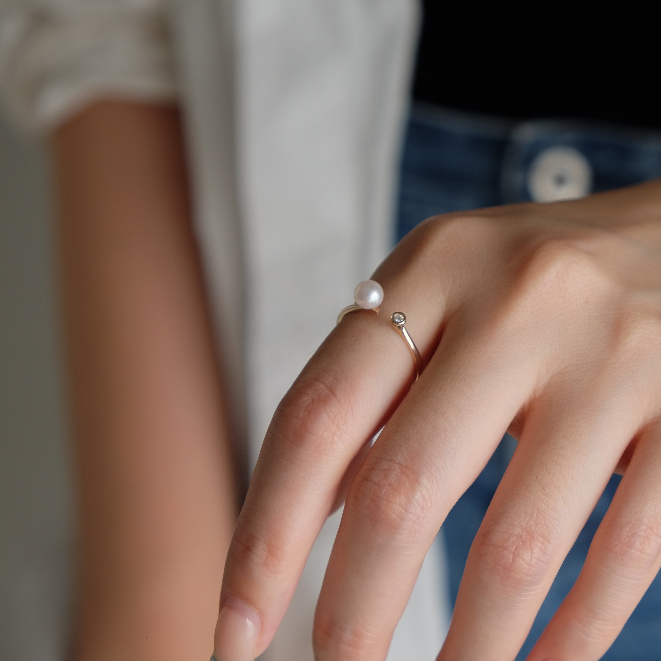 <Emi> あこやパールフォークリング JOUGEN【K10】