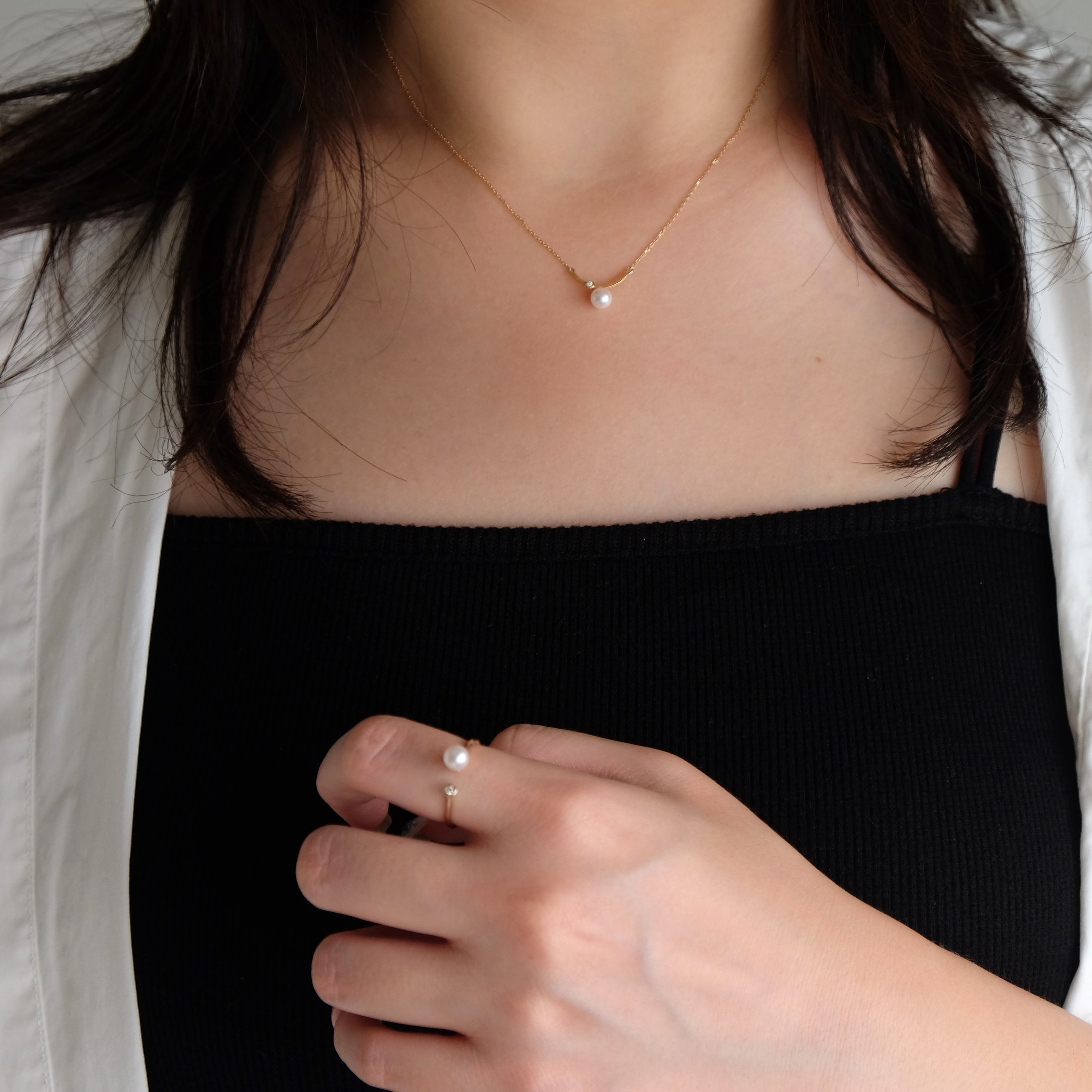 <Emi> あこやパールフォークリング JOUGEN【K10】M/L