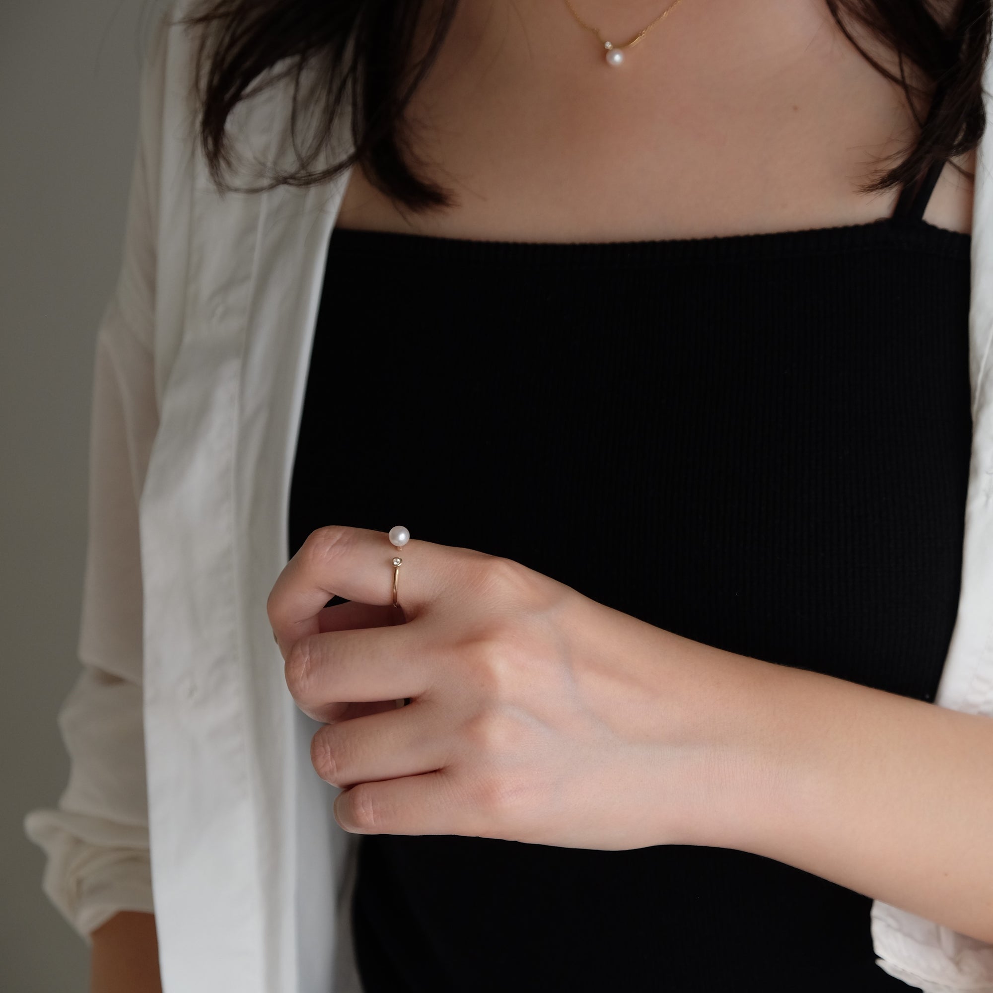 <Emi> あこやパールフォークリング JOUGEN【K10】