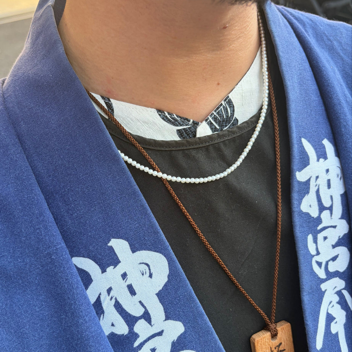 <unisex>Semi Round 淡水真珠3.0mm パールネックレス 45cm -MUSUBI(結)|メンズ・レディース兼用・マグネット式・日本製