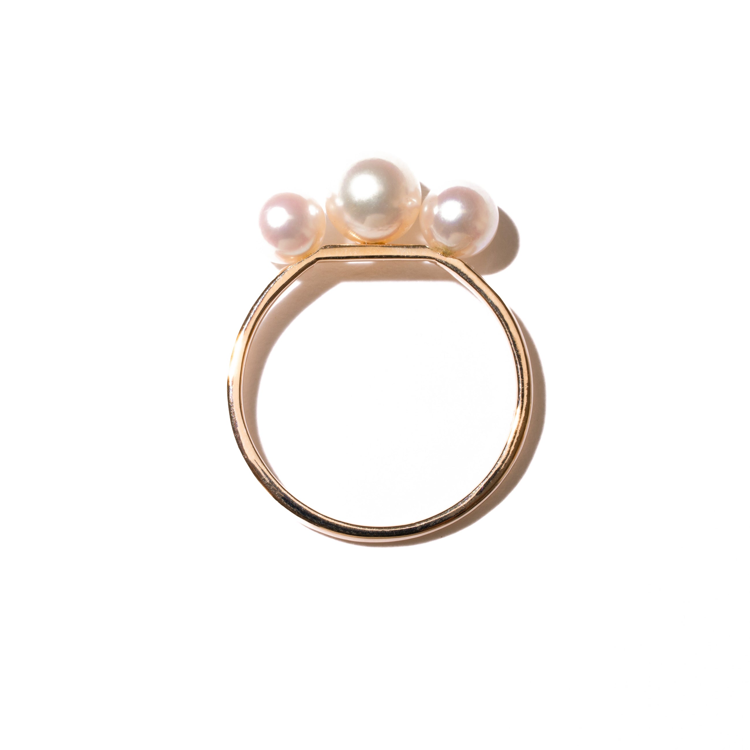 ＜Emi＞ 3粒あこやパールリング GEKKOU【K10】