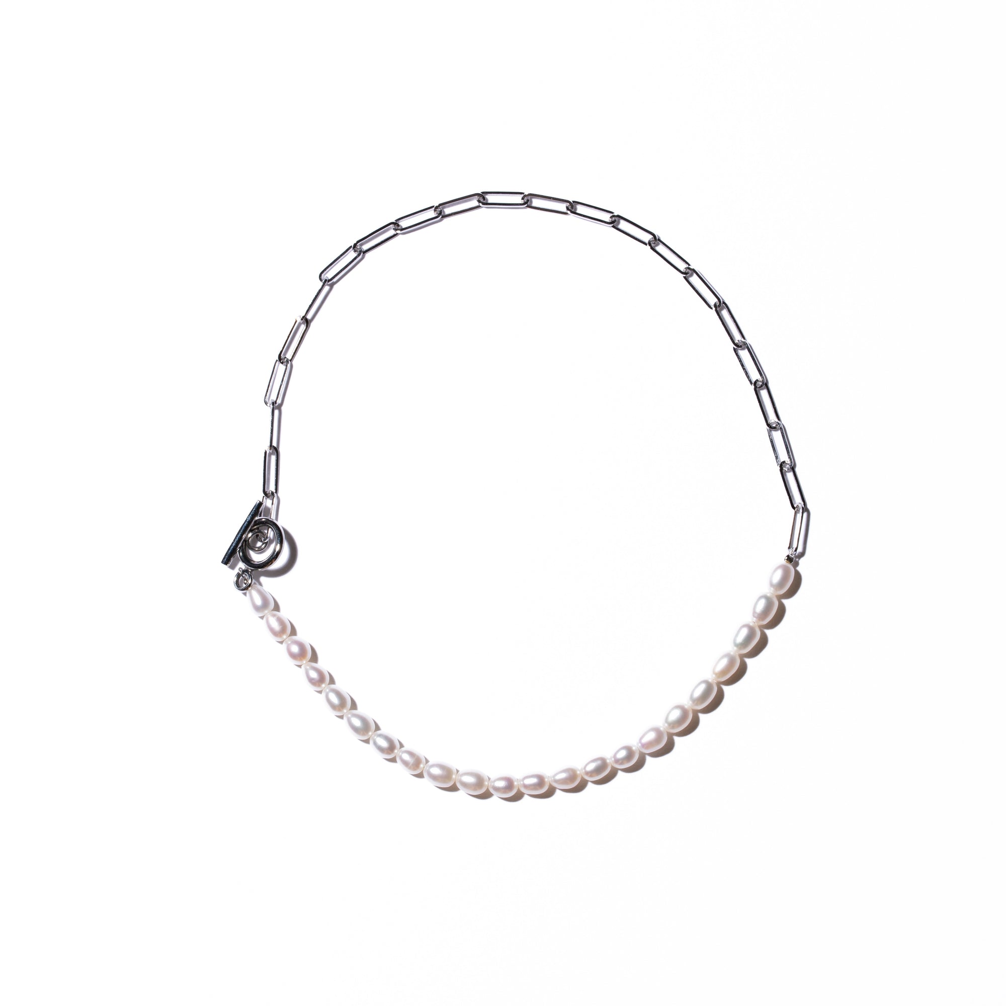 Half Chain & Pearl ネックレス-MUSUBI（結）｜職人仕上げ・Silver925/ステンレス