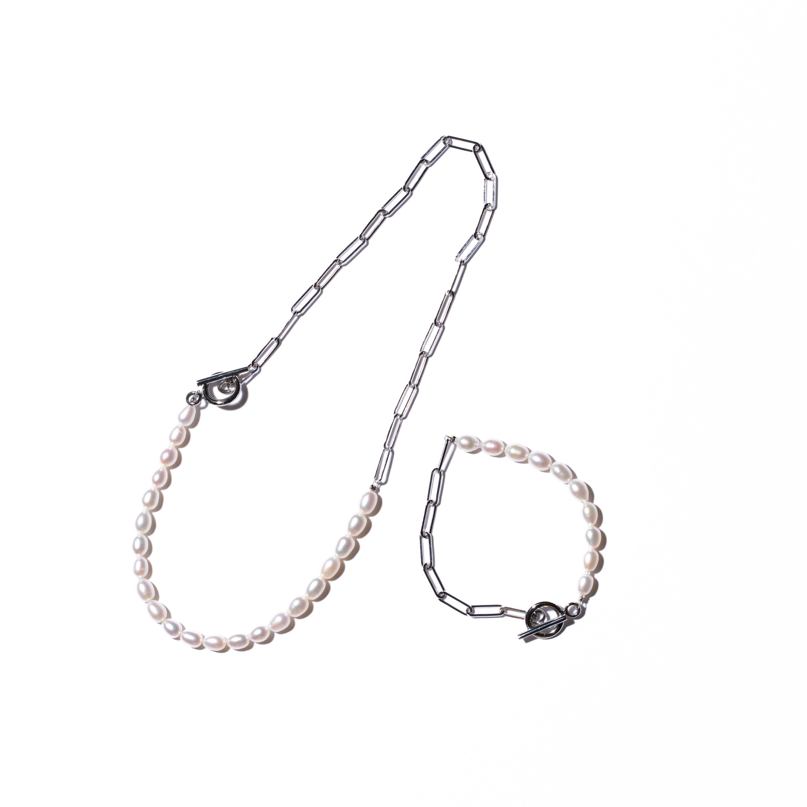 Half Chain & Pearl ブレスレット-MUSUBI（結）｜職人仕上げ・Silver925/ステンレス
