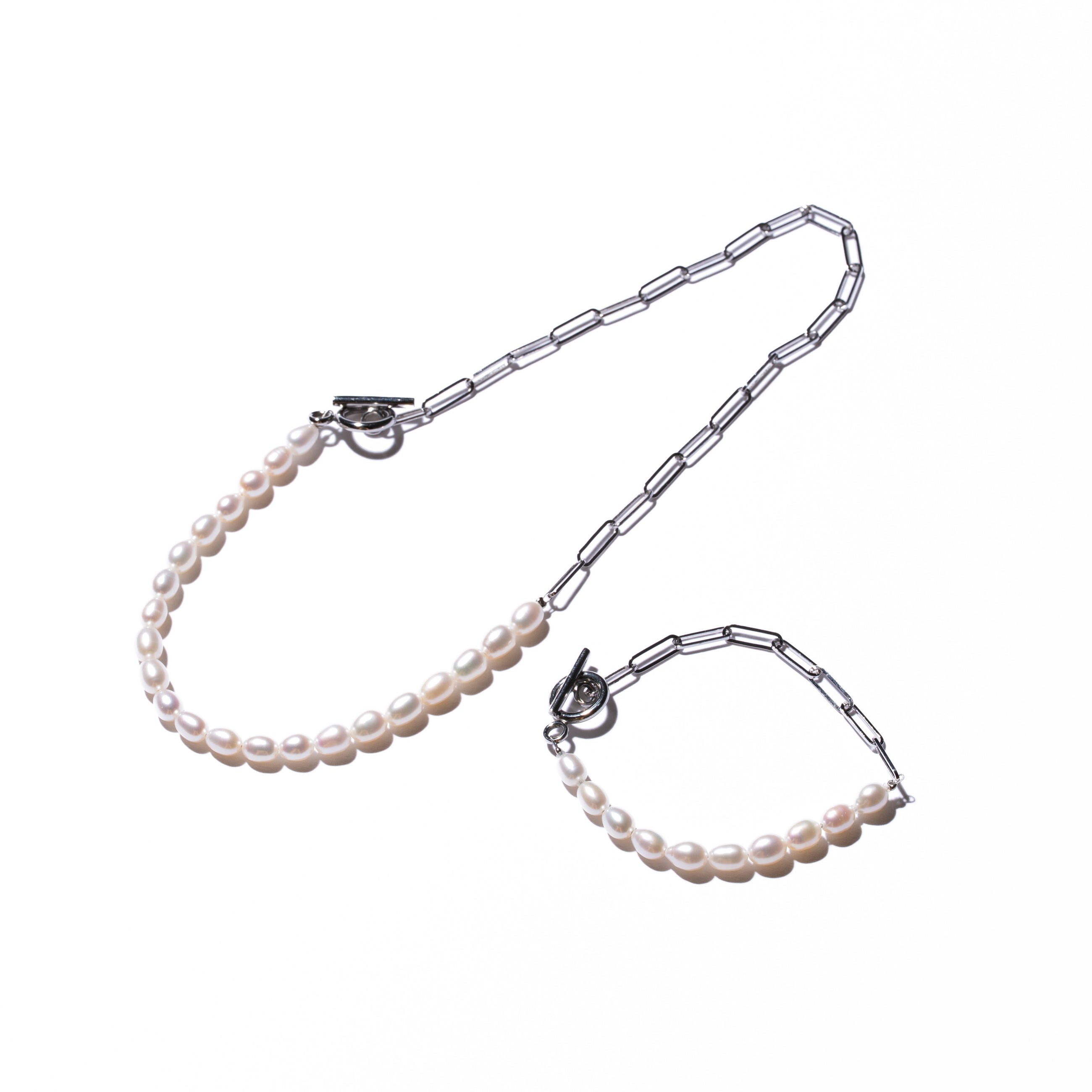 Half Chain & Pearl ブレスレット-MUSUBI（結）｜職人仕上げ・Silver925/ステンレス