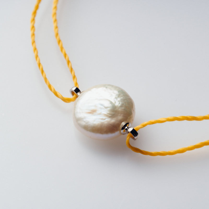 【10color】フラット淡水パールコードブレスレット