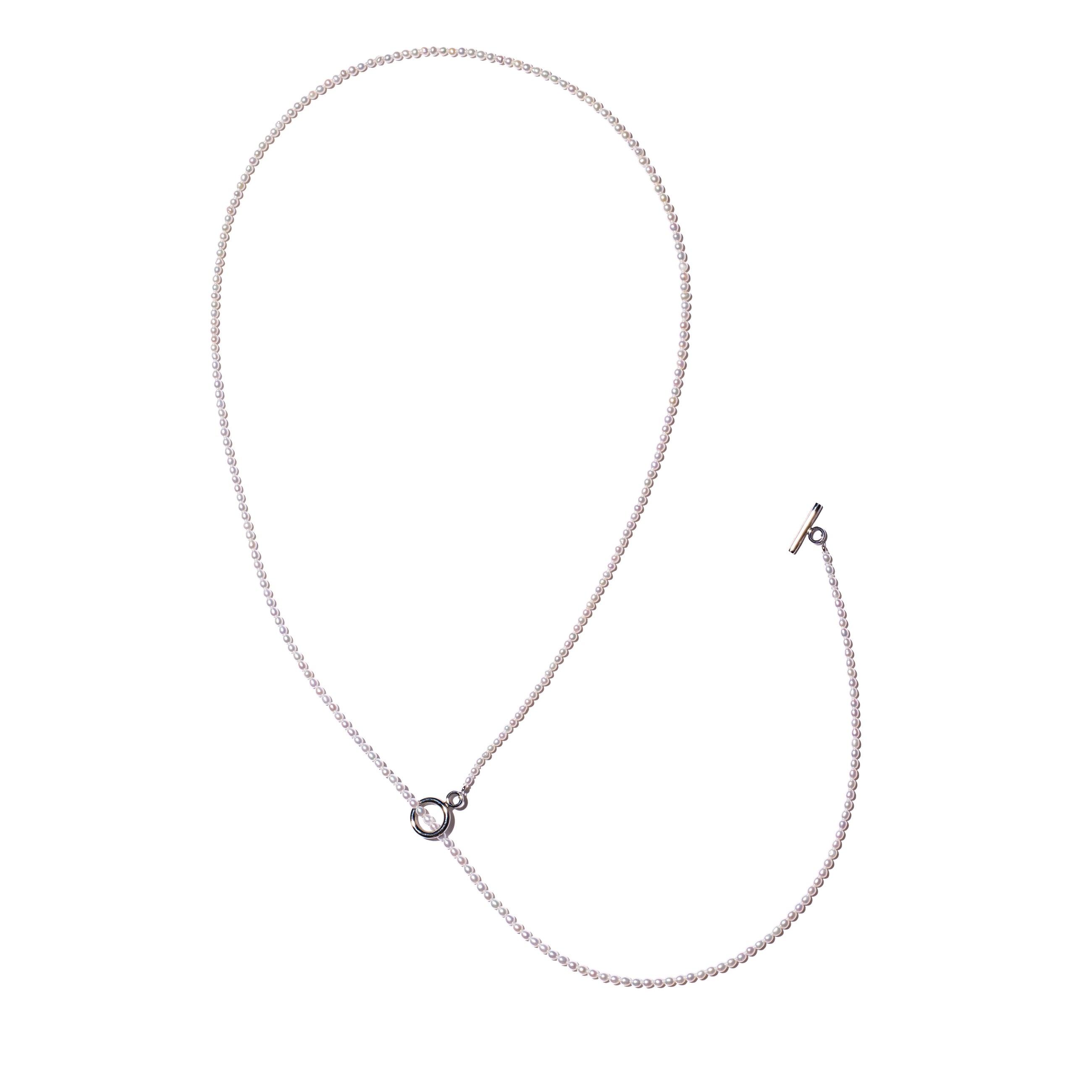 ＜NEW＞Baby Round【極小】淡水3.0mm 3WAY ロングパールネックレス-MUSUBI（結）｜職人仕上げ・マンテル仕様・日本製