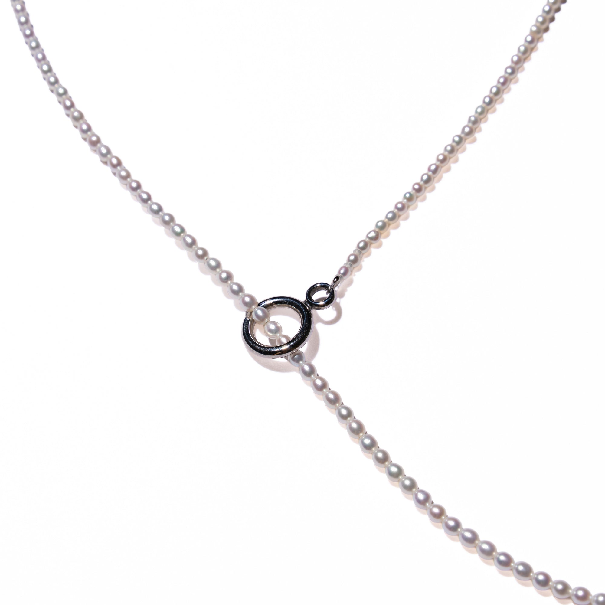 ＜NEW＞Baby Round【極小】淡水3.0mm 3WAY ロングパールネックレス-MUSUBI（結）｜職人仕上げ・マンテル仕様・日本製