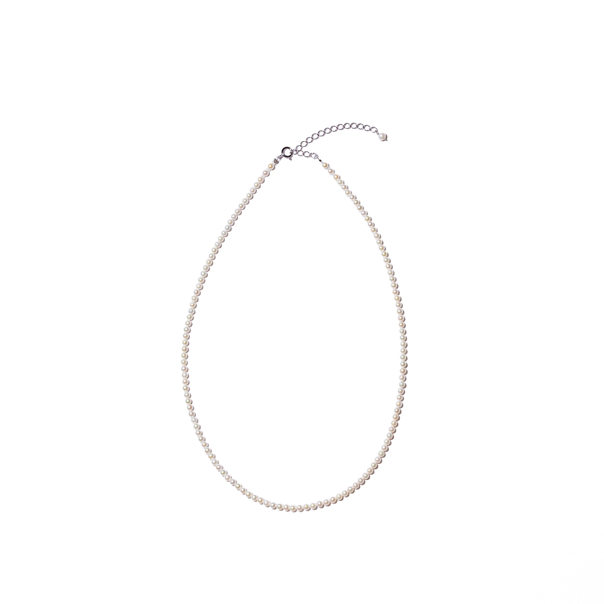 ＜NEW＞Baby Round【極小】淡水3.0mm パールネックレス-MUSUBI（結）｜職人仕上げ・アジャスター付き・Silver925