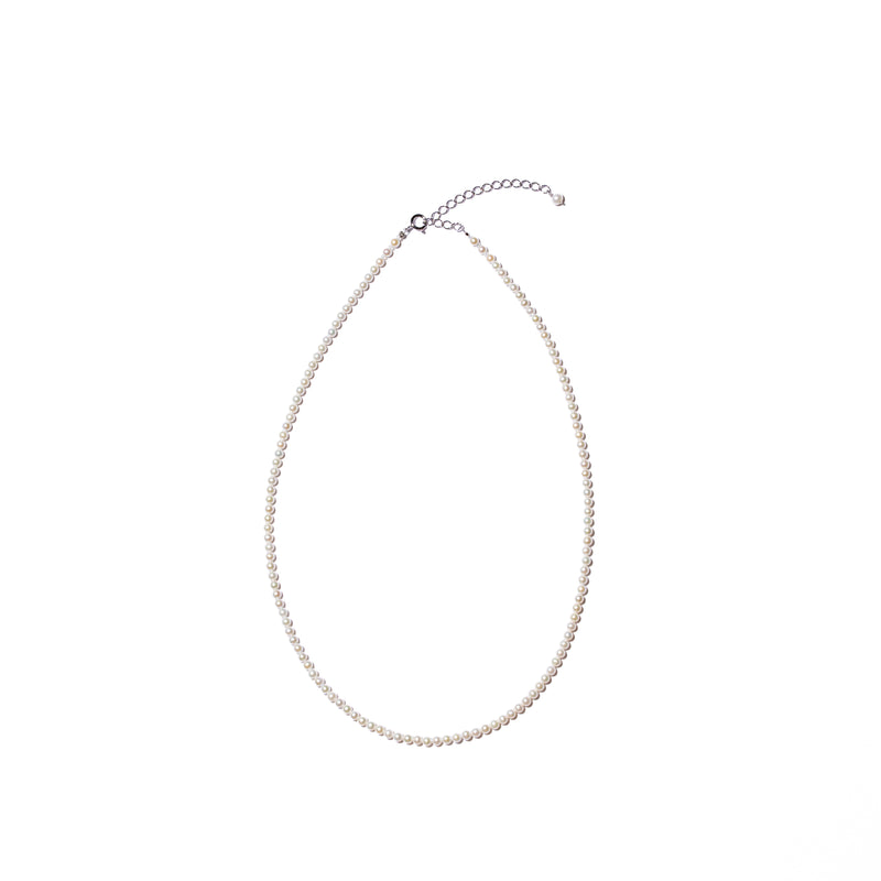 ＜NEW＞Baby Round【極小】淡水3.0mm パールネックレス-MUSUBI（結）｜職人仕上げ・アジャスター付き・Silver925