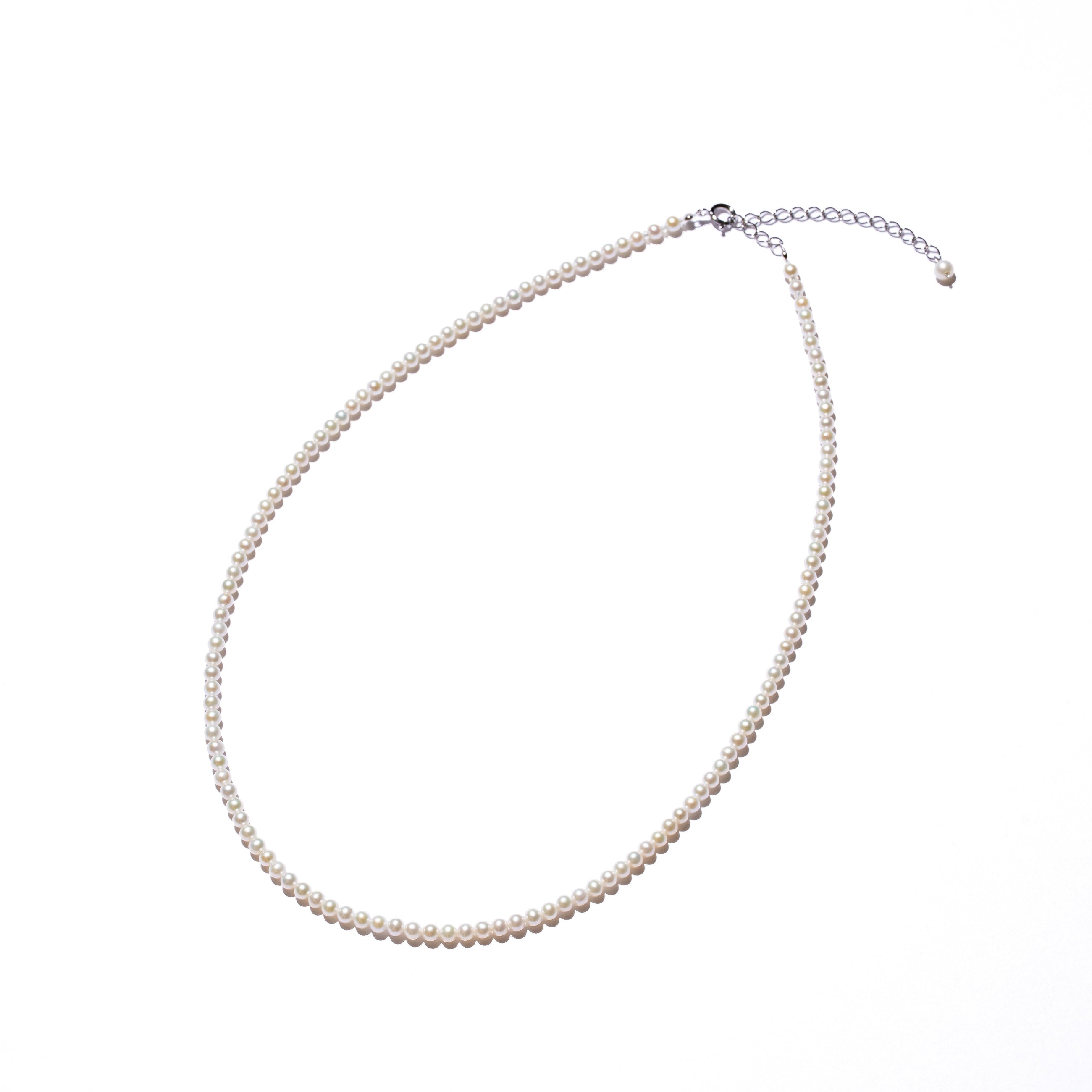 ＜NEW＞Baby Round【極小】淡水3.0mm パールネックレス-MUSUBI（結）｜職人仕上げ・アジャスター付き・Silver925