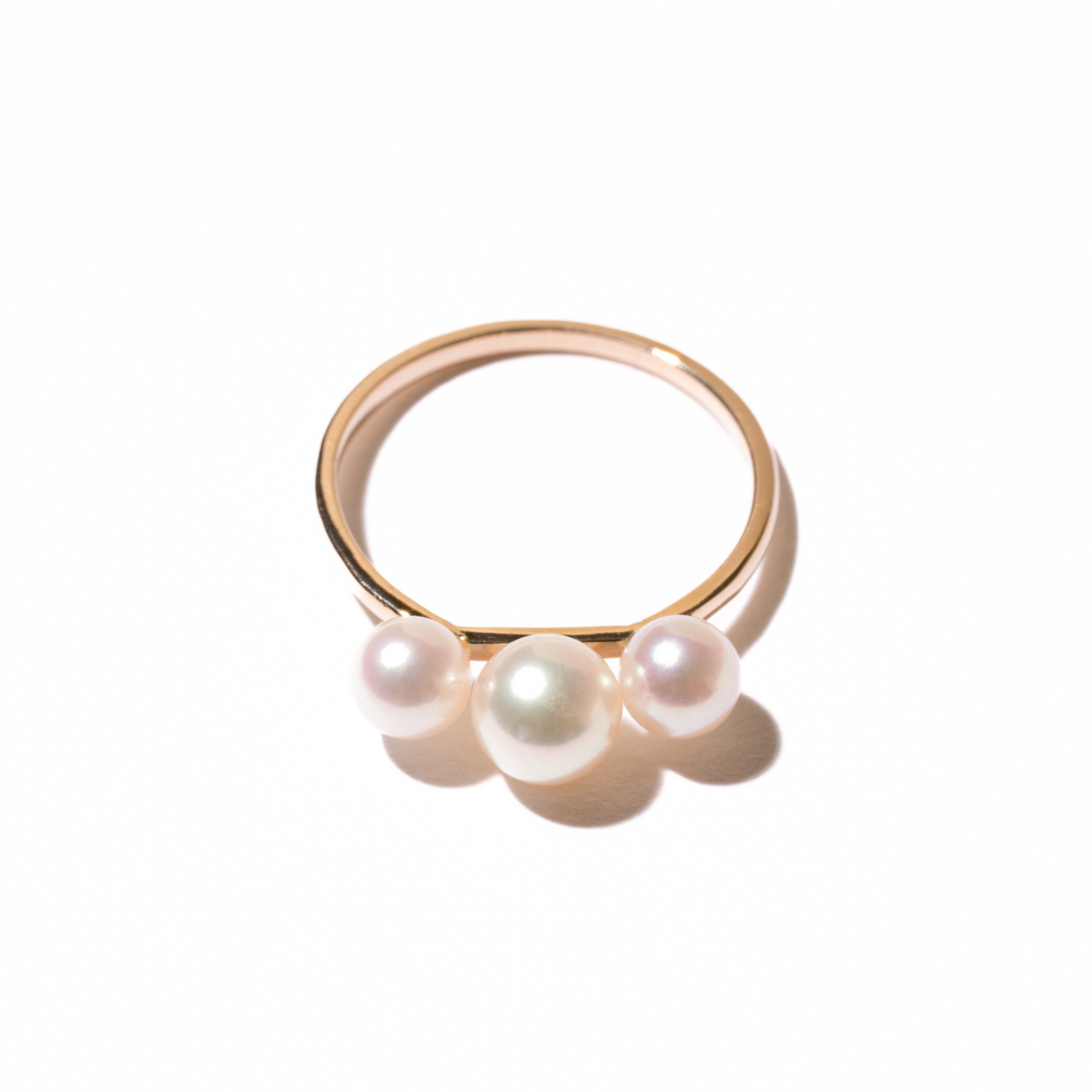 ＜Emi＞ 3粒あこやパールリング GEKKOU【K10】