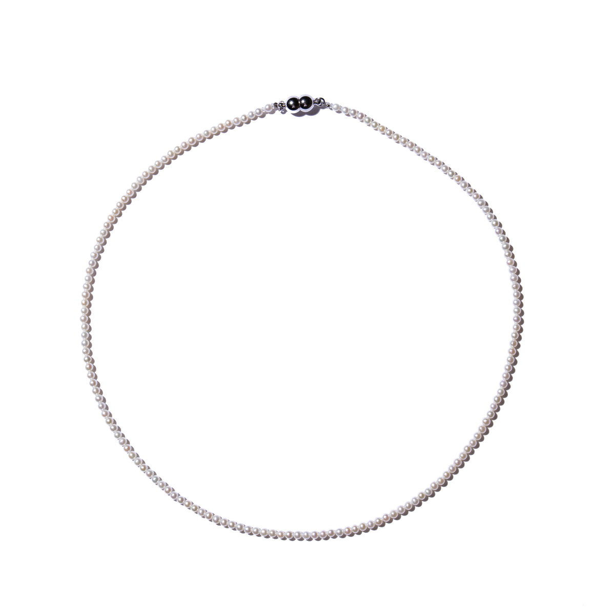 ＜unisex＞Semi Round 淡水真珠3.0mm パールネックレス 45cm -MUSUBI（結）｜メンズ・レディース兼用・マグネット式・日本製
