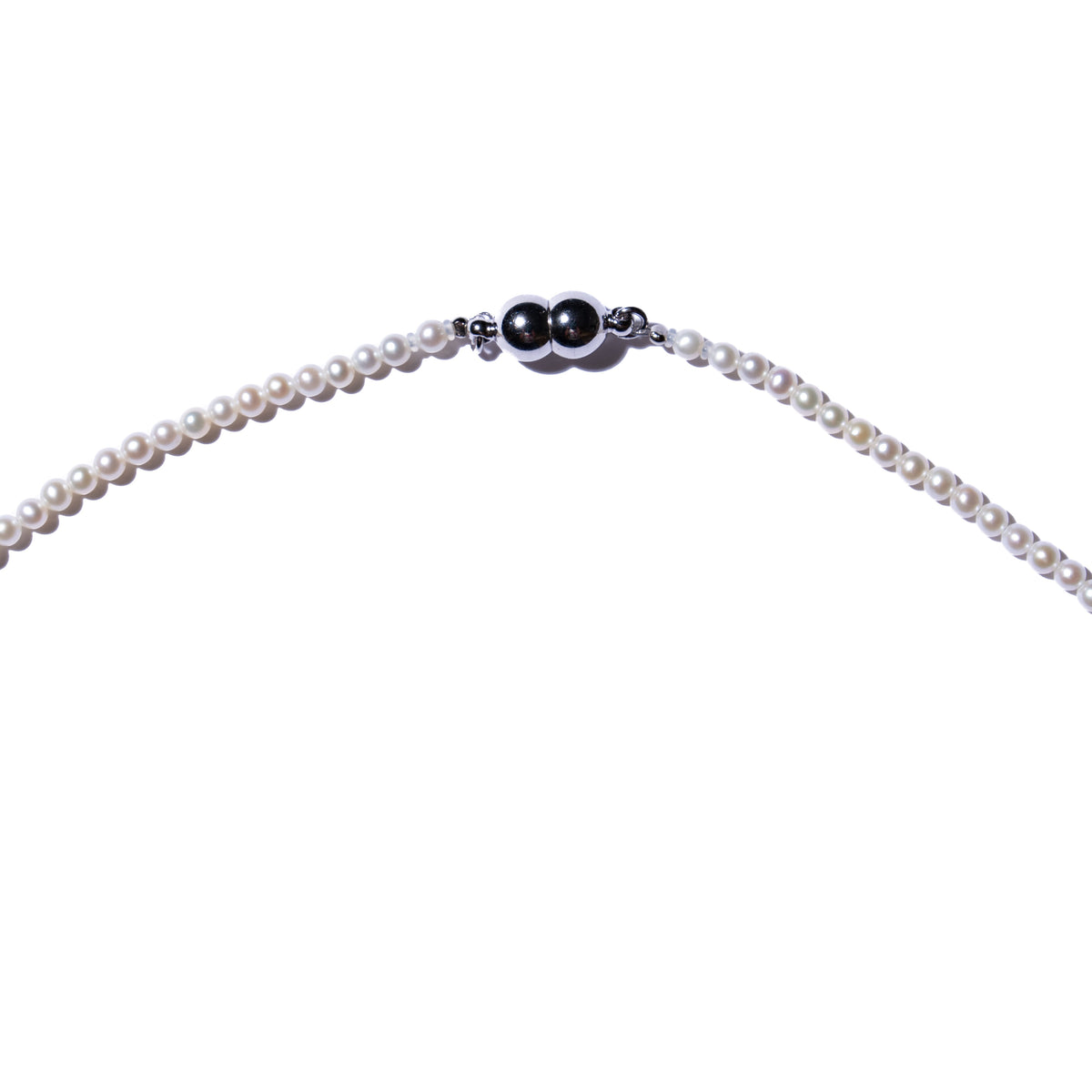 ＜unisex＞Semi Round 淡水真珠3.0mm パールネックレス 45cm -MUSUBI（結）｜メンズ・レディース兼用・マグネット式・日本製