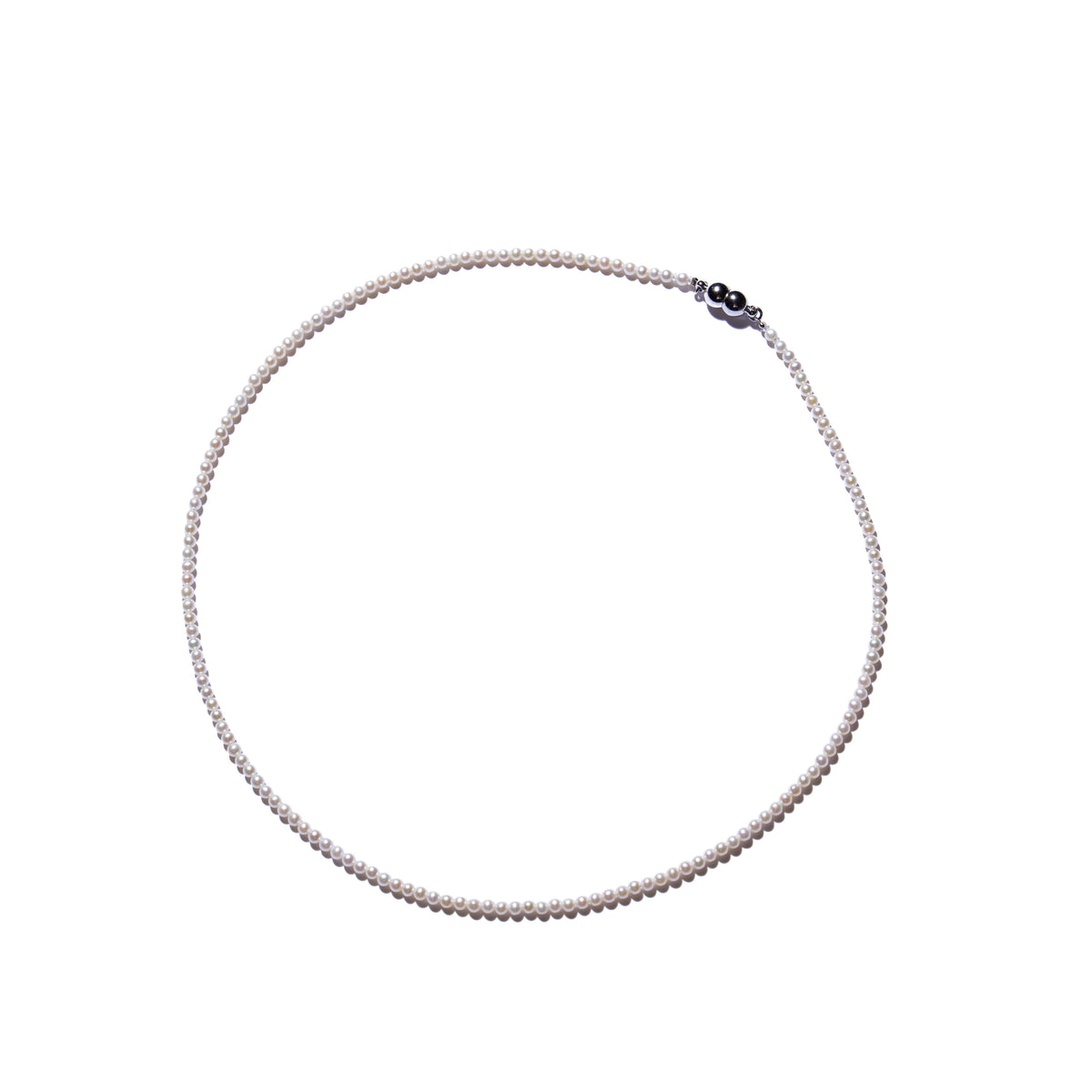＜unisex＞Semi Round 淡水真珠3.0mm パールネックレス 45cm -MUSUBI（結）｜メンズ・レディース兼用・マグネット式・日本製