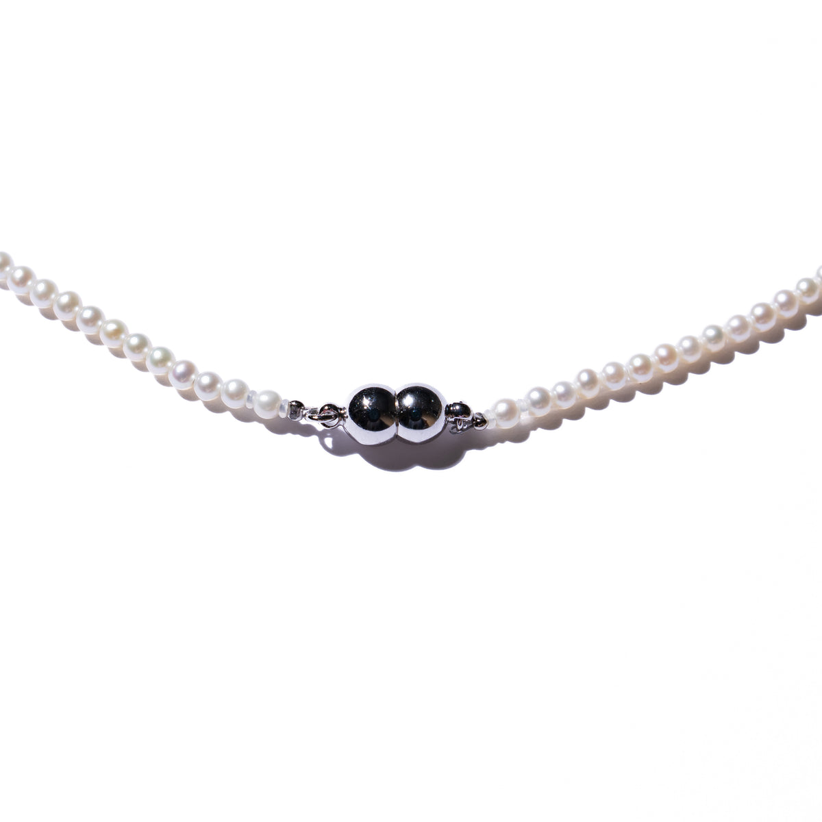 ＜unisex＞Semi Round 淡水真珠3.0mm パールネックレス 45cm -MUSUBI（結）｜メンズ・レディース兼用・マグネット式・日本製