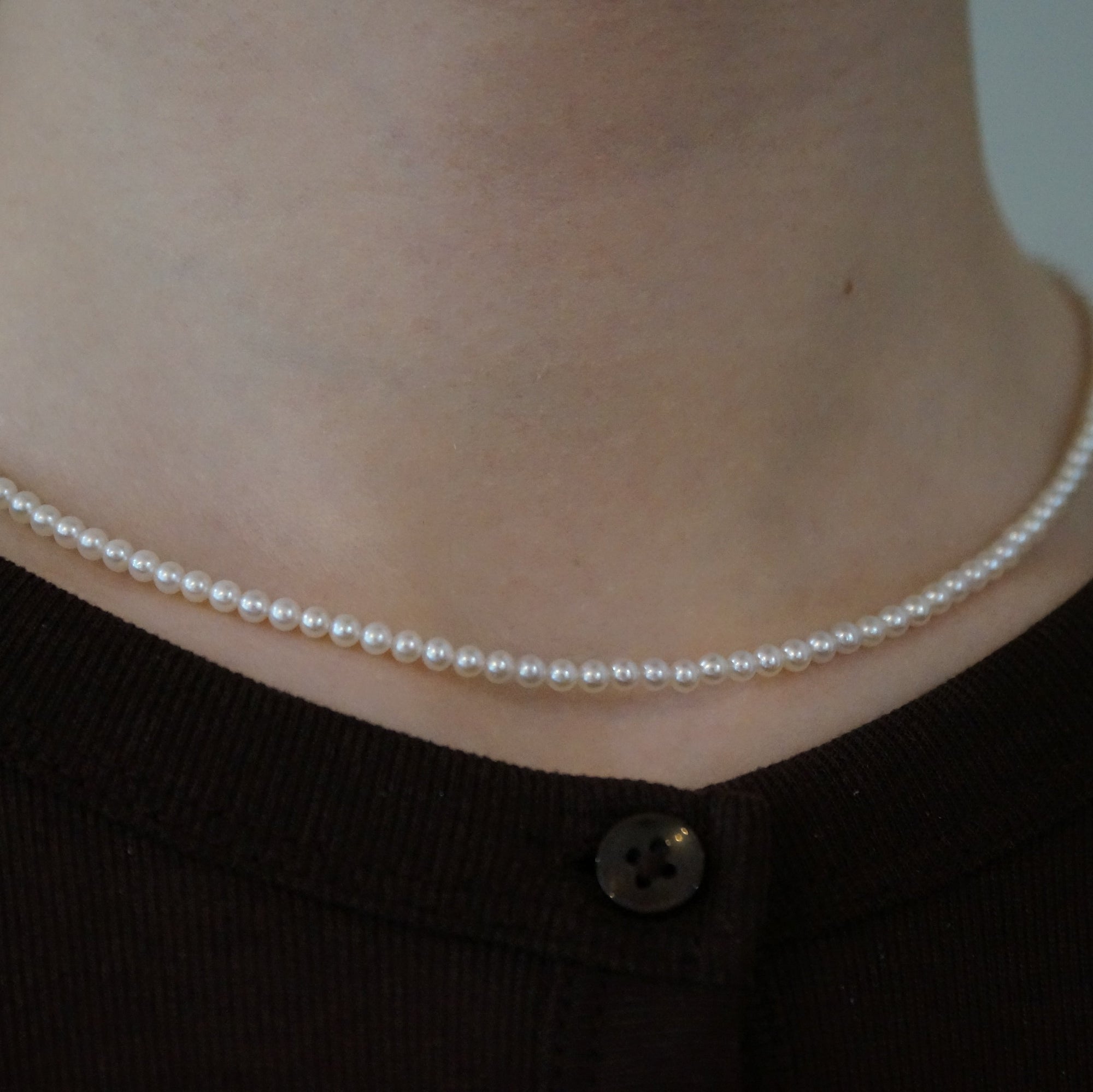 ＜NEW＞Baby Round【極小】淡水3.0mm パールネックレス-MUSUBI（結）｜職人仕上げ・アジャスター付き・Silver925