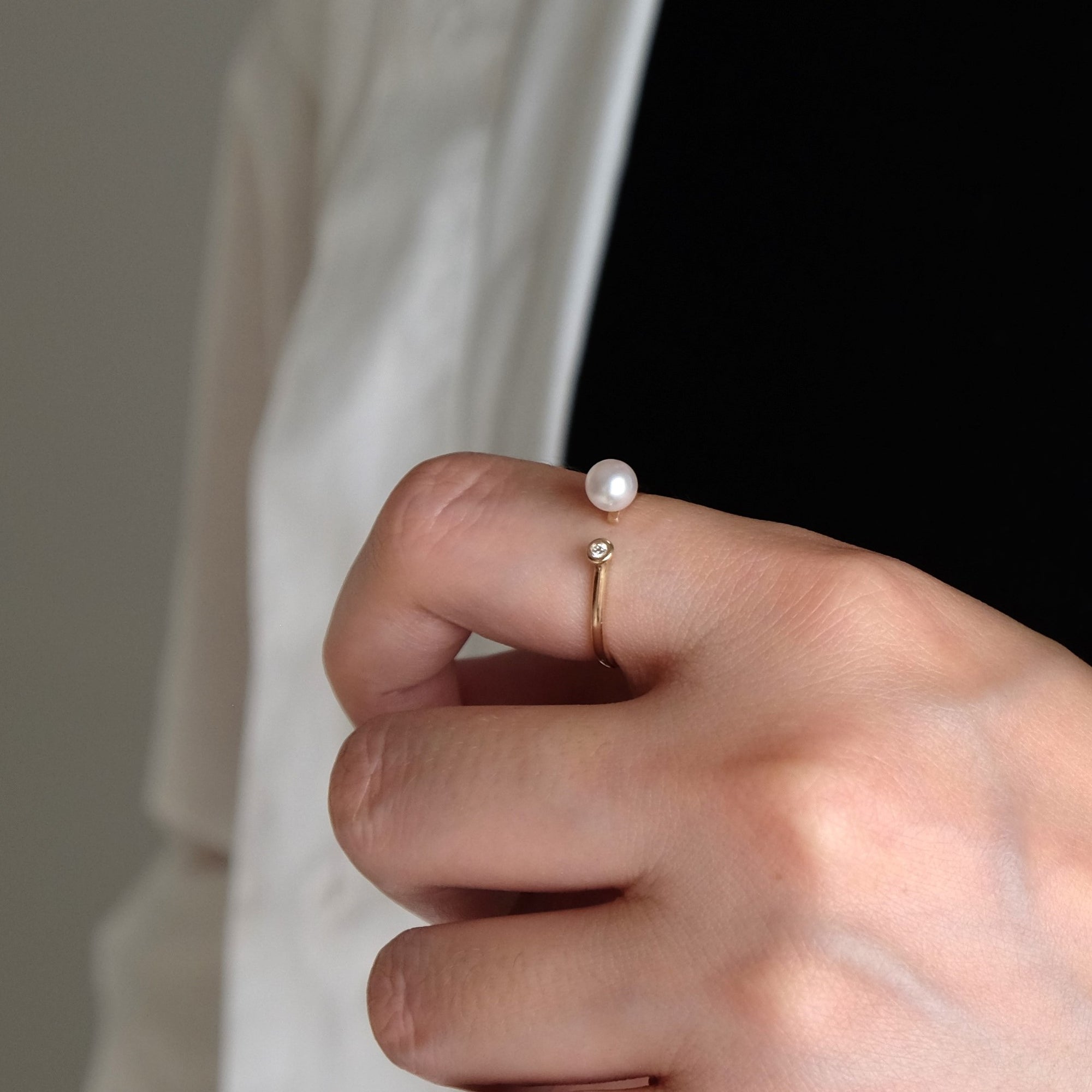 ＜Emi＞ あこやパールフォークリング JOUGEN【K10】