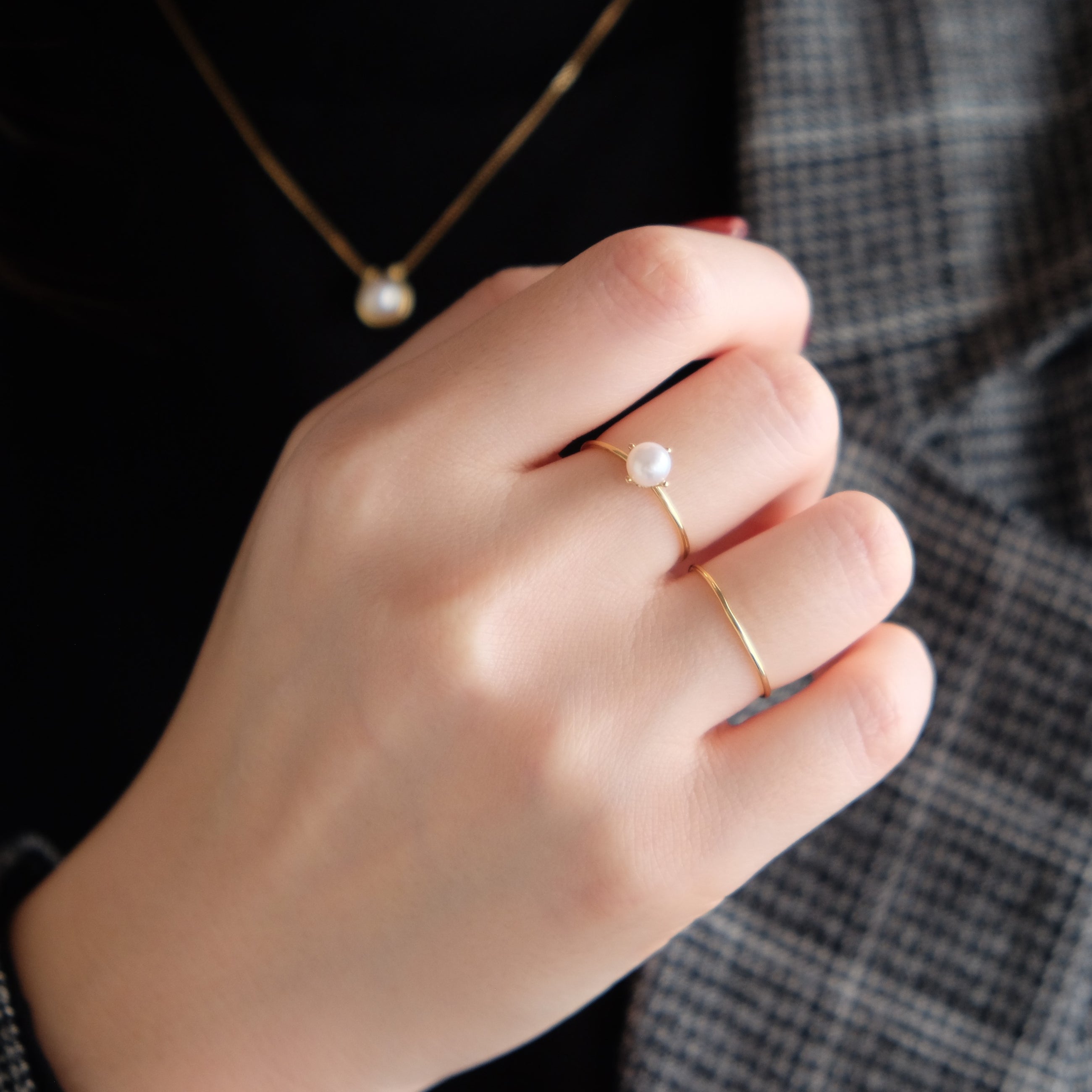 ＜Emi＞あこやパールリング SHINGETSU ［K18 / 5.0mm］