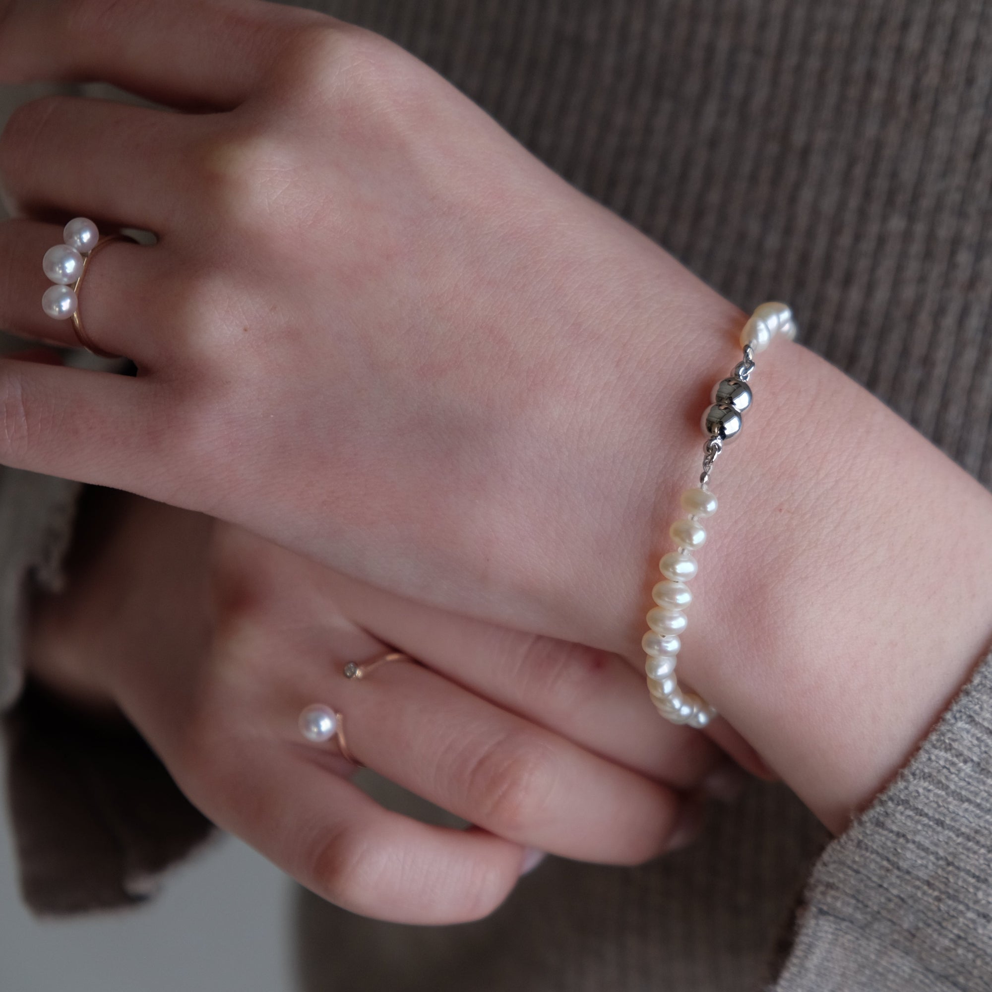 Baby Round 5.0mm パールブレスレット-MUSUBI（結）｜職人仕上げ・マグネット