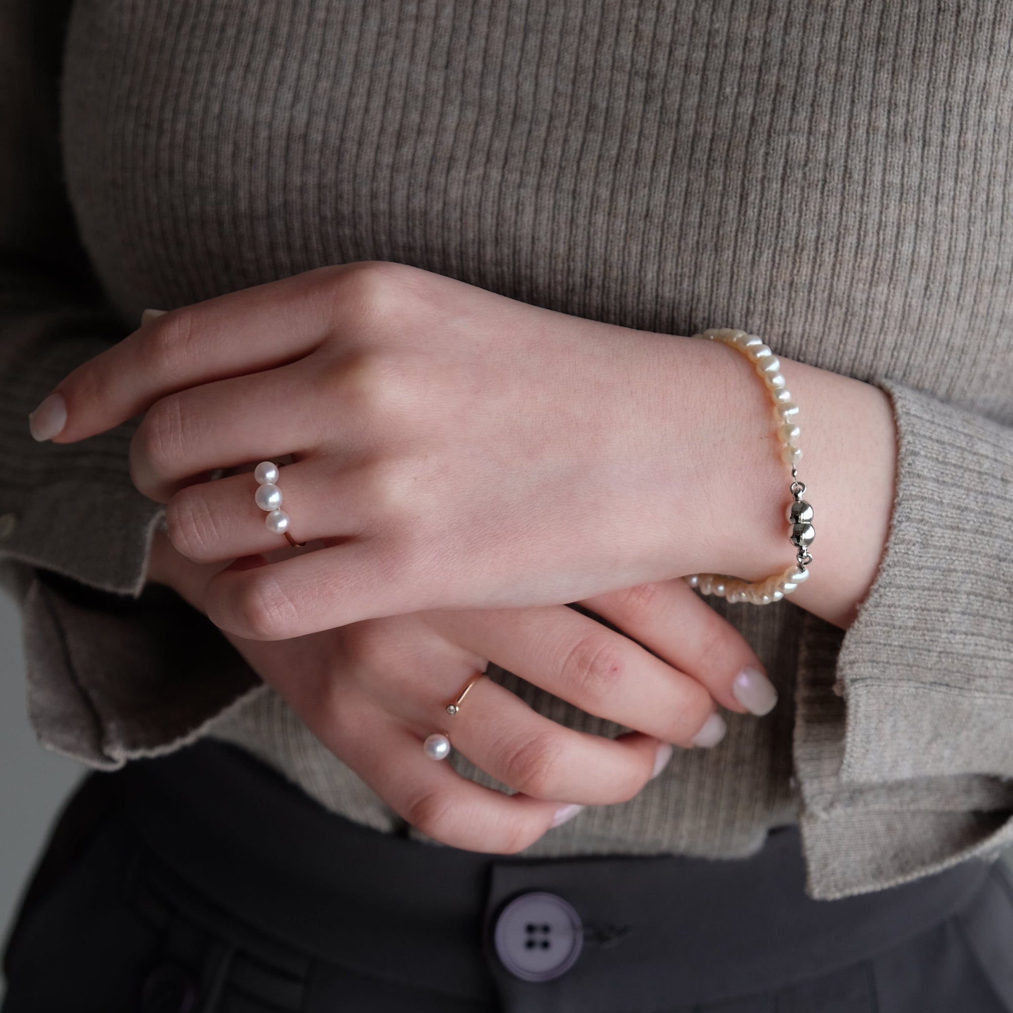 Baby Round 5.0mm パールブレスレット-MUSUBI（結）｜職人仕上げ・マグネット