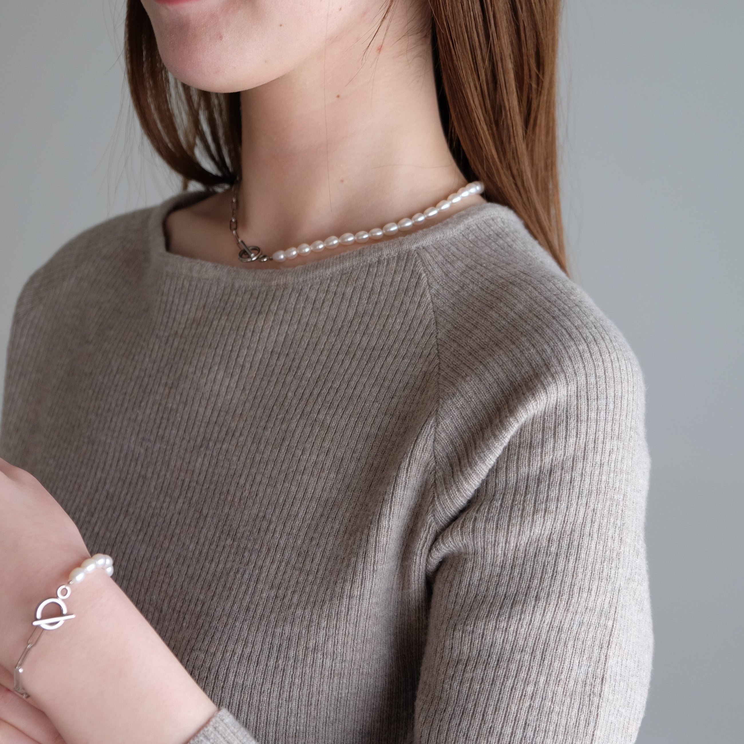 Half Chain & Pearl ネックレス-MUSUBI（結）｜職人仕上げ・Silver925/ステンレス