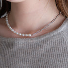 Half Chain & Pearl ネックレス-MUSUBI（結）｜職人仕上げ・Silver925/ステンレス