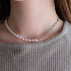 Half Chain & Pearl ネックレス-MUSUBI（結）｜職人仕上げ・Silver925/ステンレス