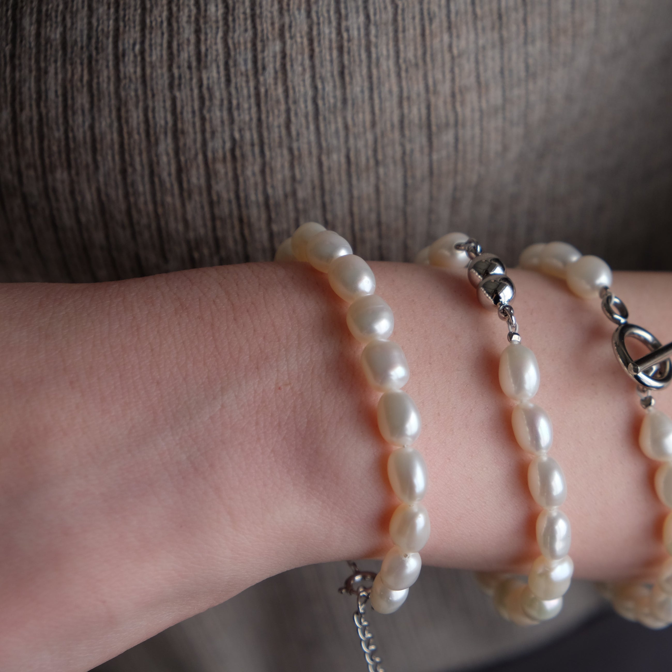 Rice 8.0mm パールブレスレット-MUSUBI（結）｜職人仕上げ・Silver925