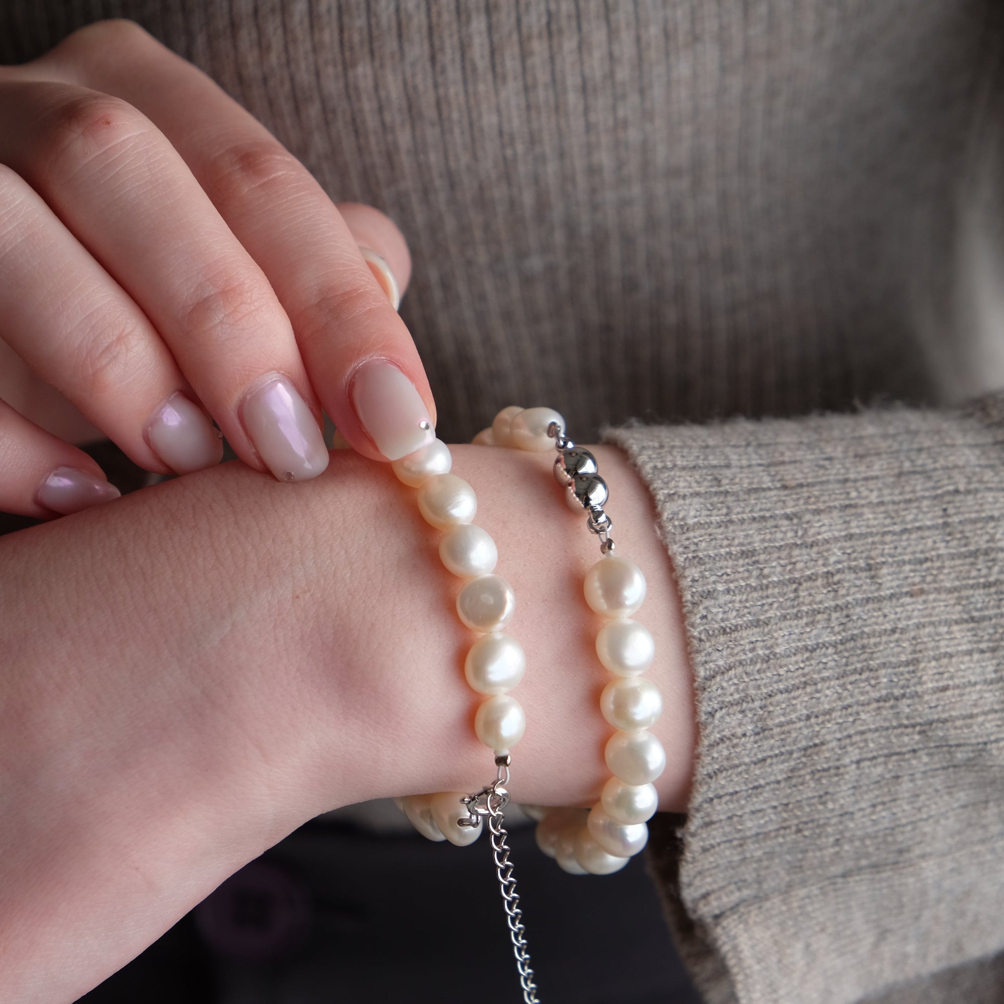 Baroque 8.0mm パールブレスレット-MUSUBI（結）｜職人仕上げ・マグネット