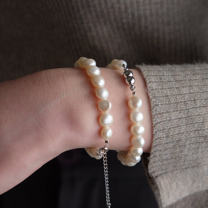 Baroque 8.0mm パールブレスレット-MUSUBI（結）｜職人仕上げ・Silver925